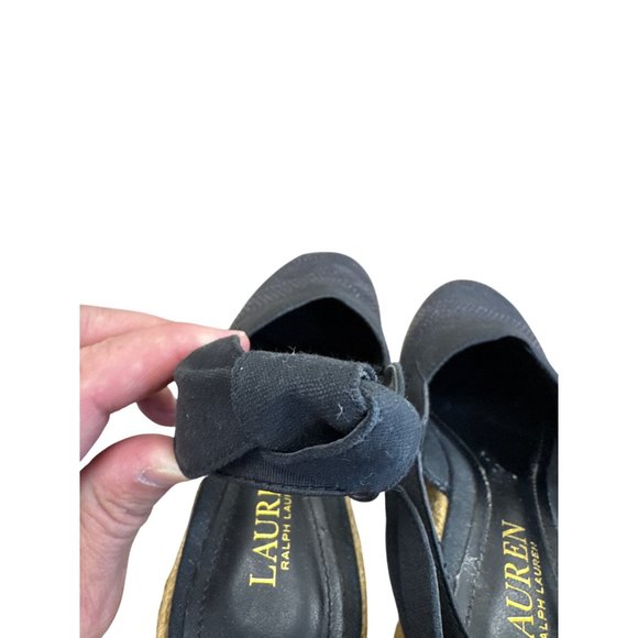 Lauren Ralph Lauren Womens Black Espadrille Wedge Sandals Shoes 7 SKU 7986 - Picture 11 of 12